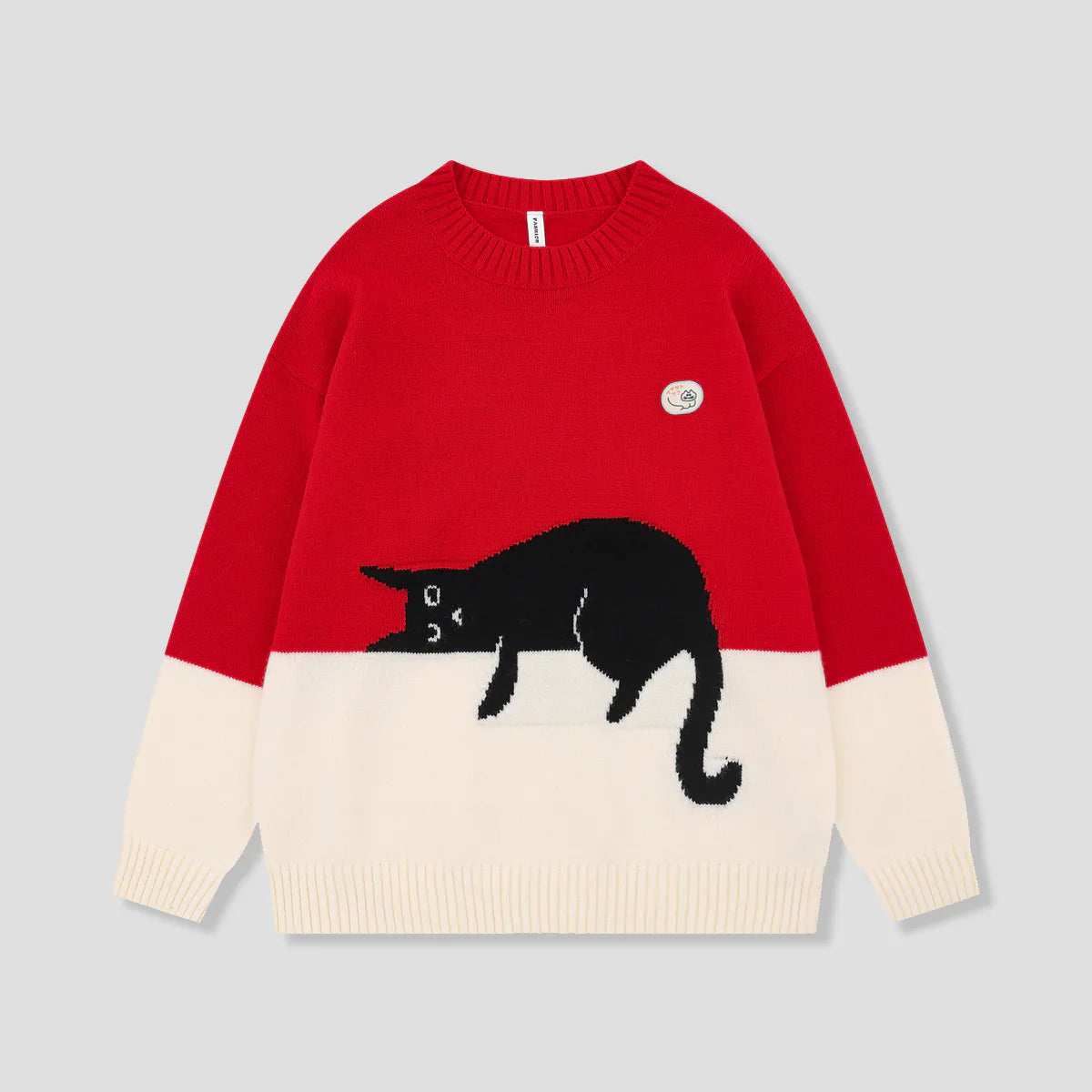 カラーブロック キャットセーターで、猫と色彩の冒険を🌈