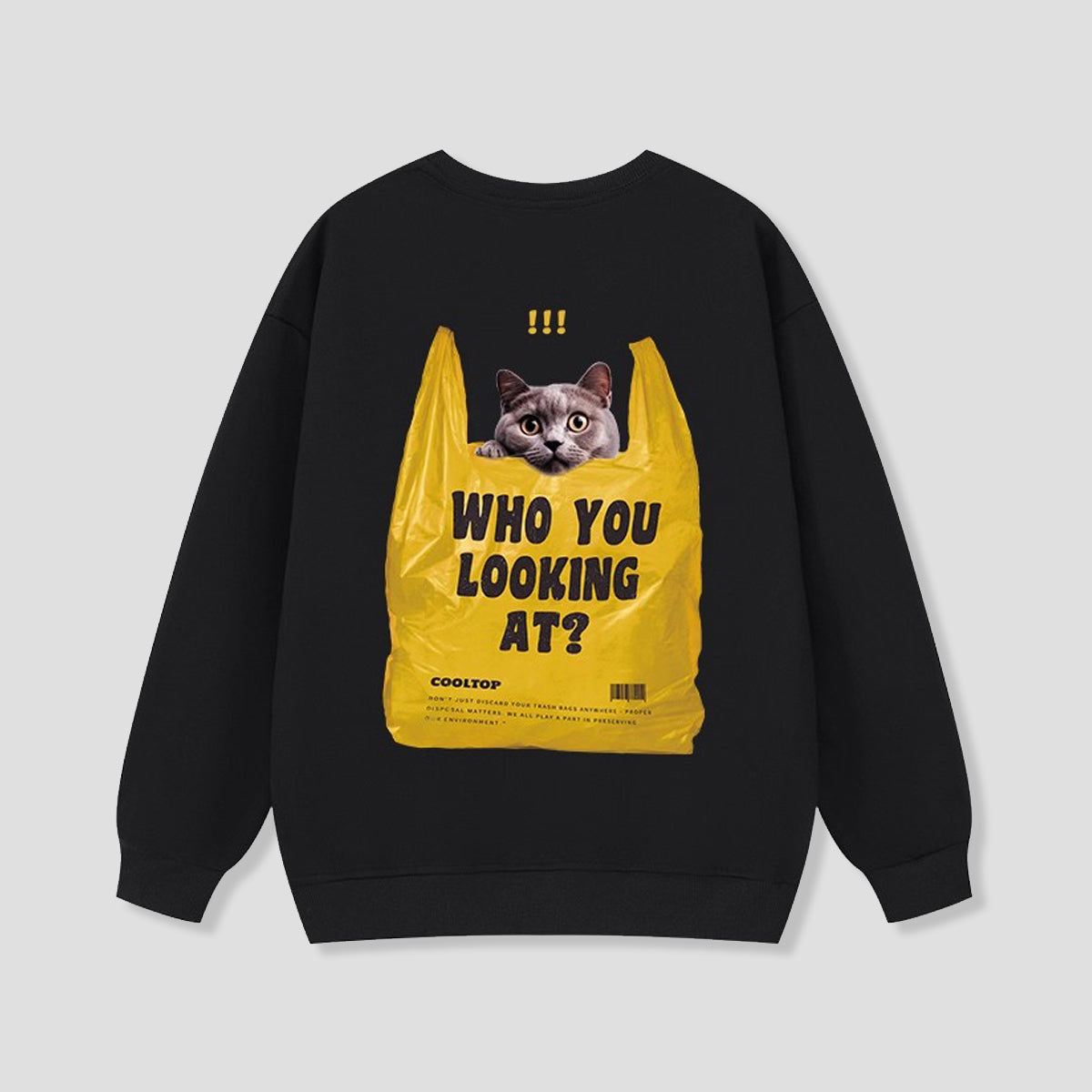 ショッピングバッグネコ バックプリントスウェット