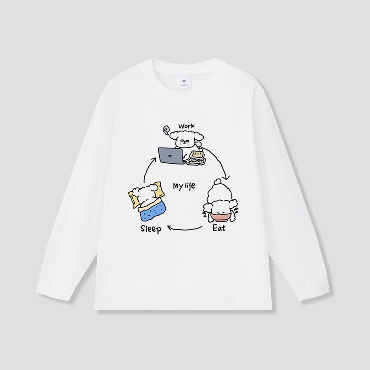 ワンコの三点ルーティン ロングスリーブTシャツ
