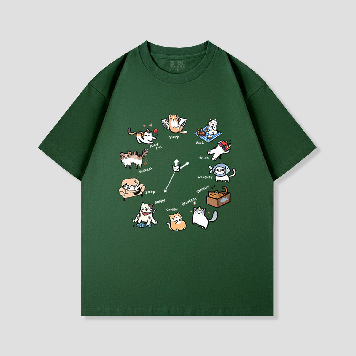 気まぐれキャット サークルグラフィックTシャツ