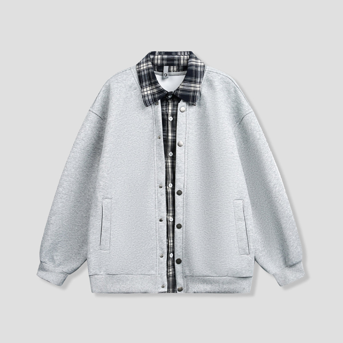 チェックレイヤード デザイン スウェット