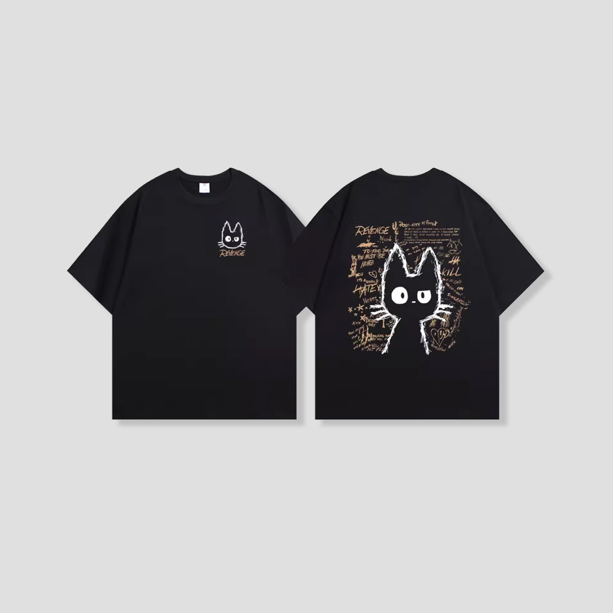 スクラッチキャット バックプリントTシャツ