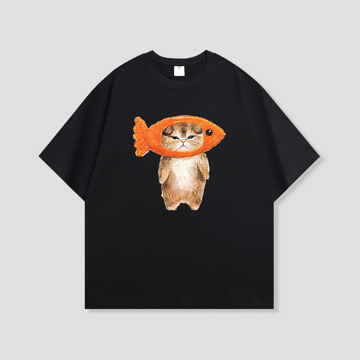 おさかなフェイスキャット グラフィックTシャツ