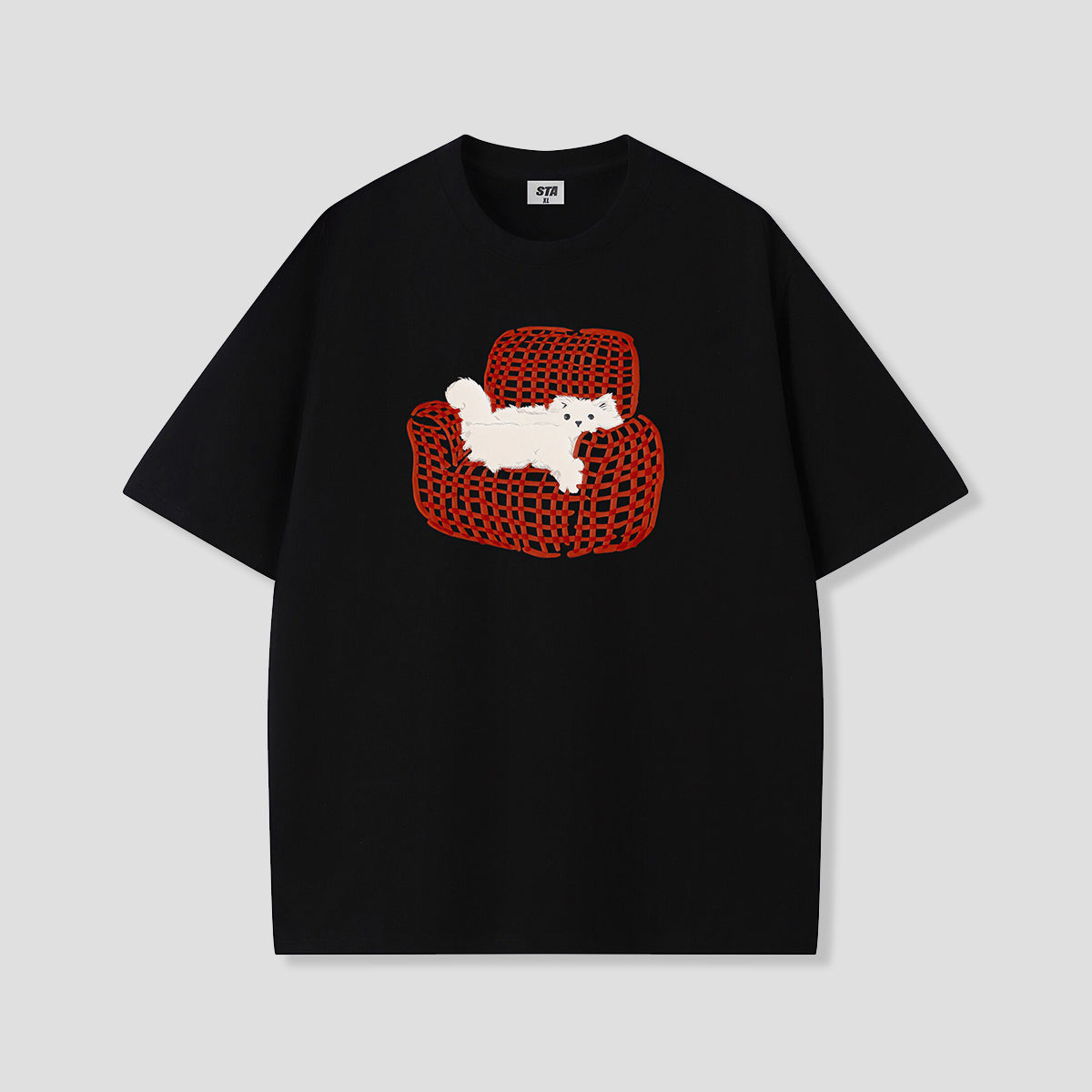 グリッドソファキャットTシャツ