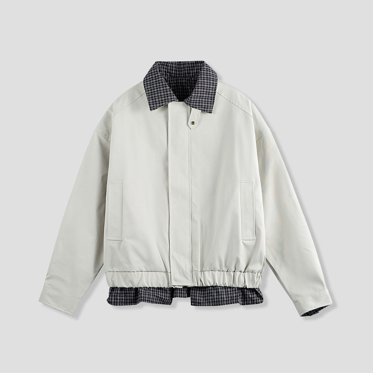 チェックレイヤード カラーブルゾン