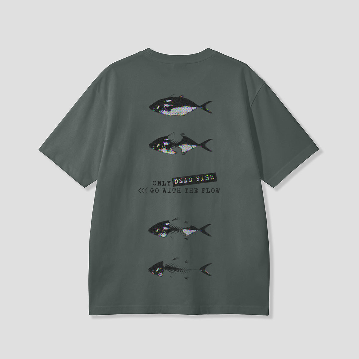 ライフサイクル フィッシュ バックプリントTシャツ