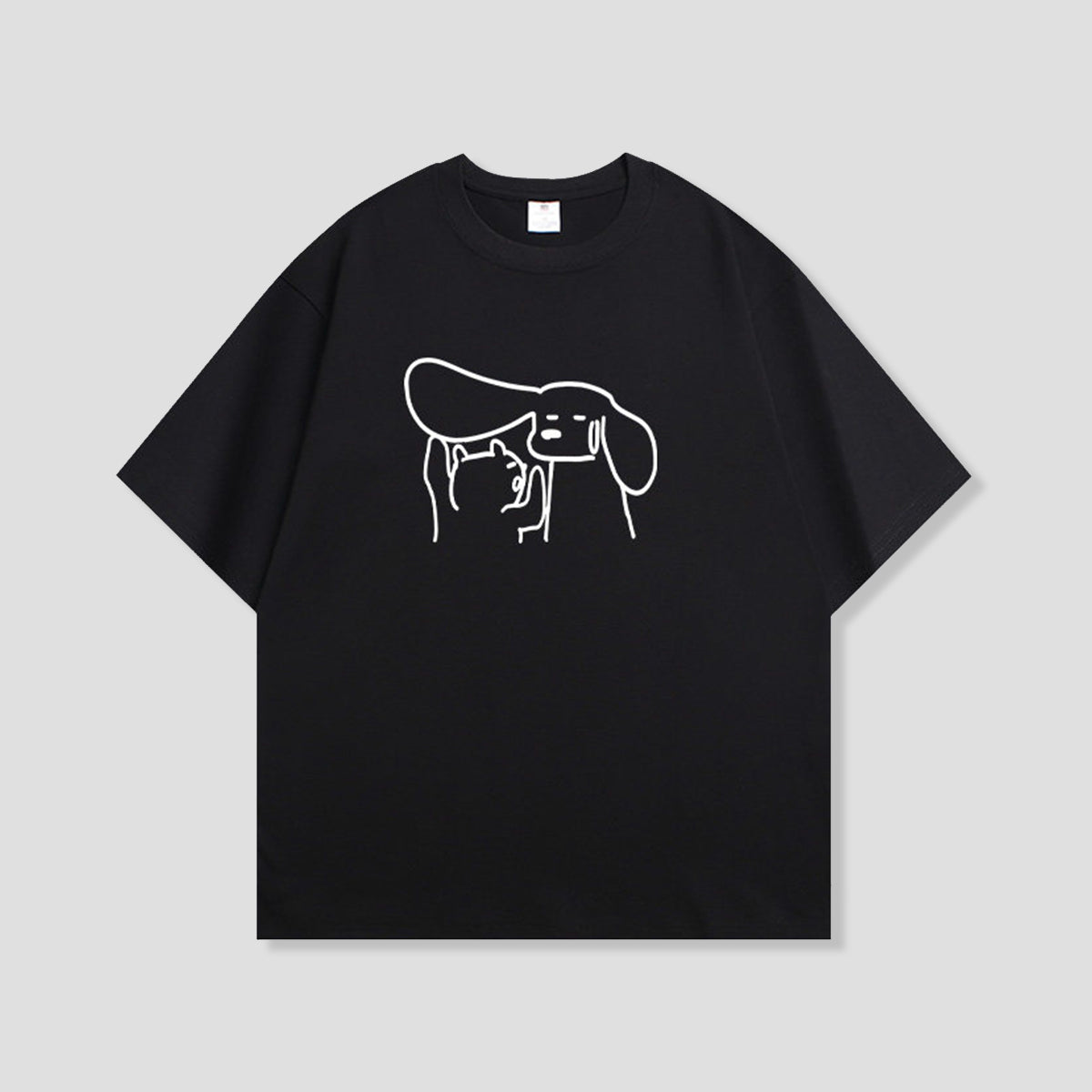 ひそひそネコとワンコ グラフィックTシャツ