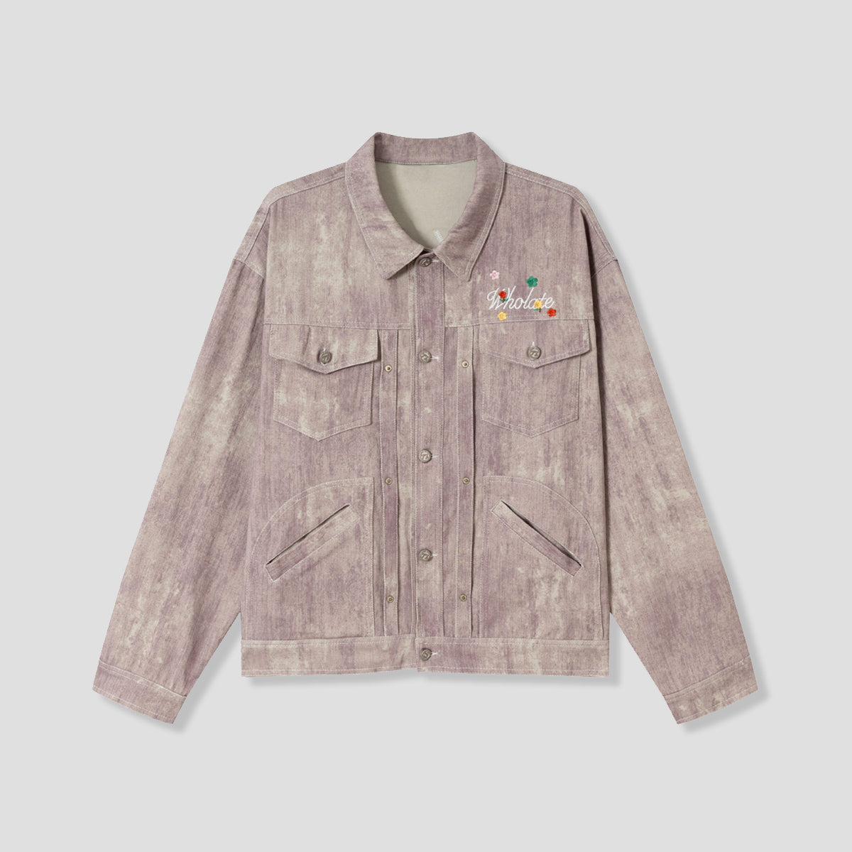 フラワー刺繍 ヴィンテージウォッシュ ワークジャケット