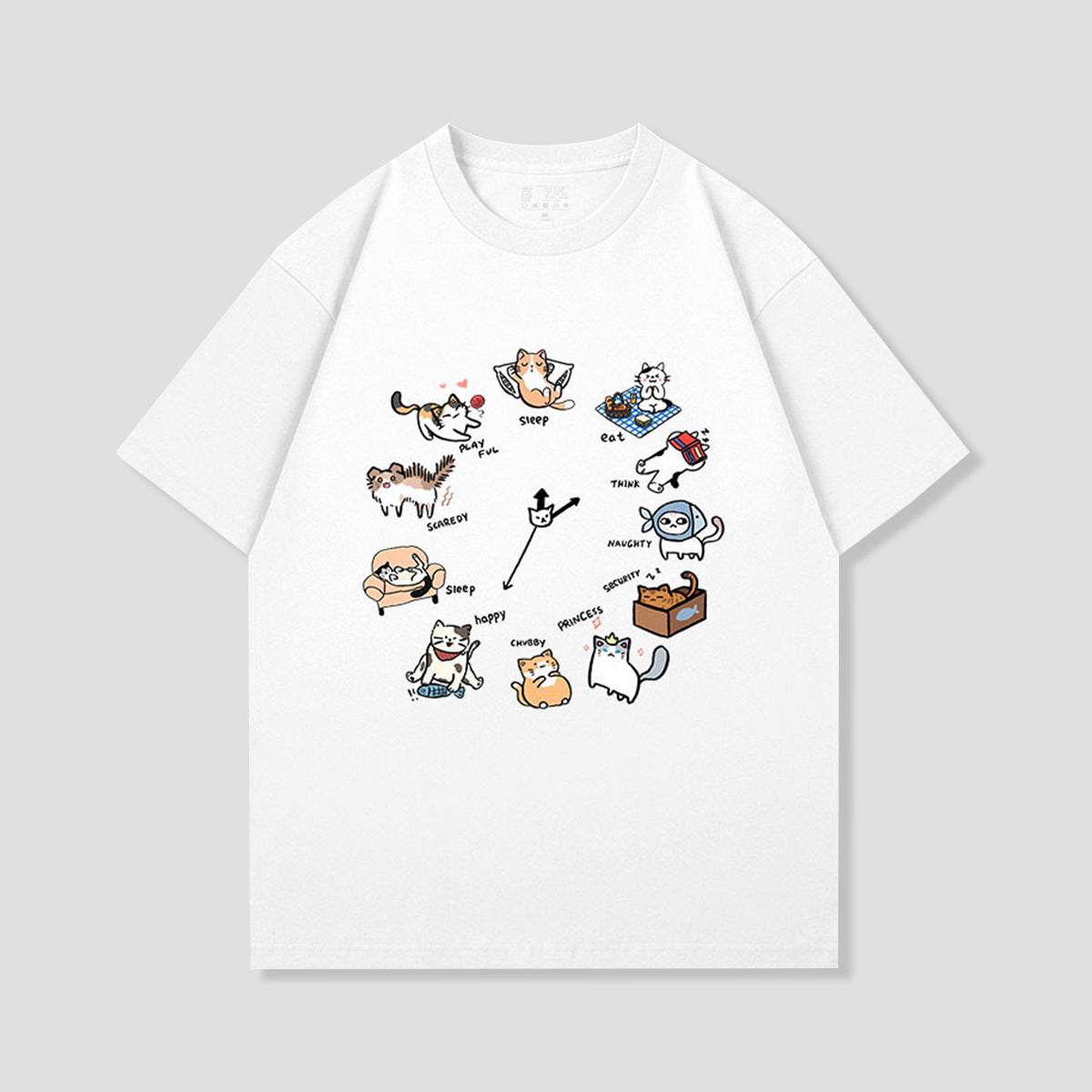 気まぐれキャット サークルグラフィックTシャツ
