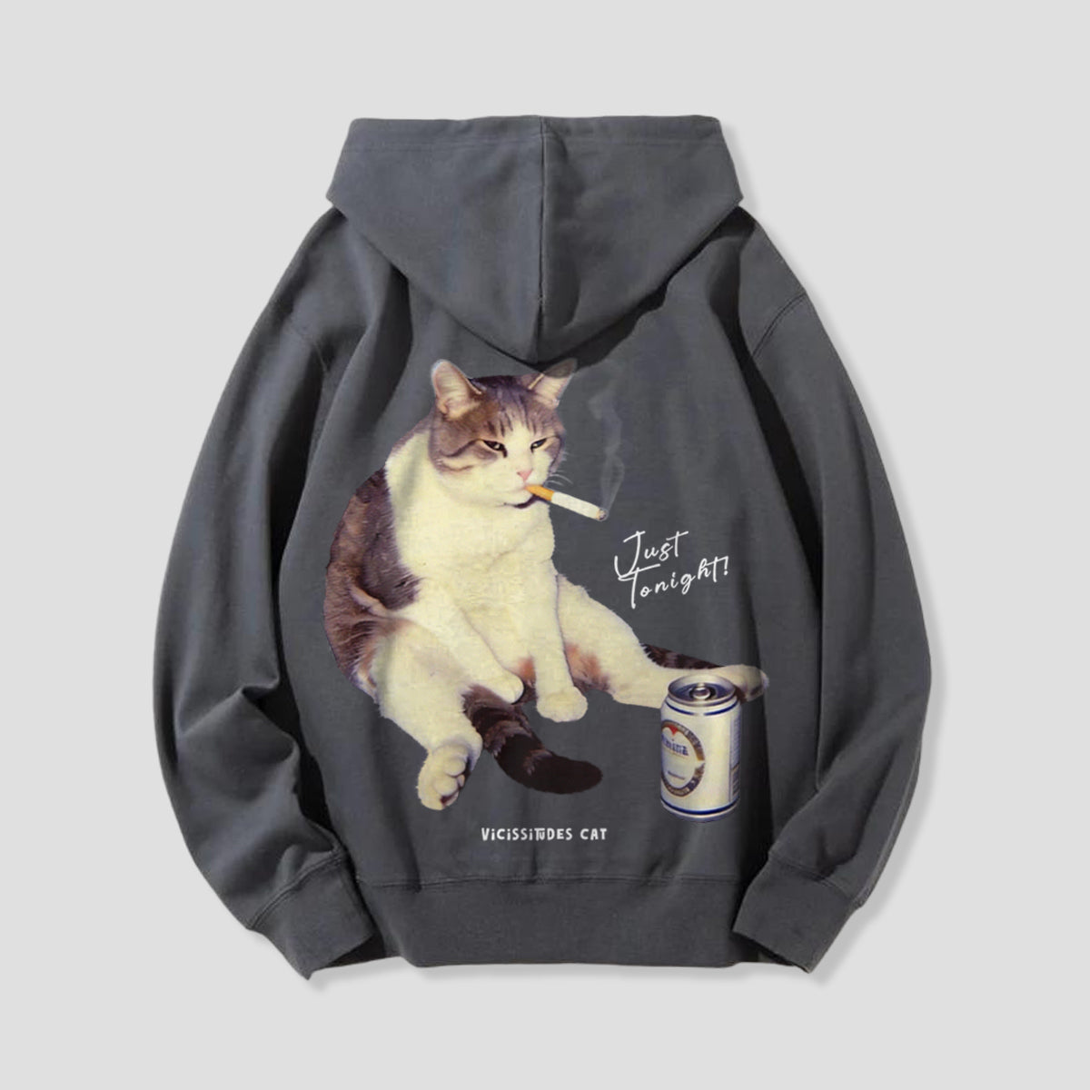 【予約】夜更かし猫 グラフィック バックプリントパーカー