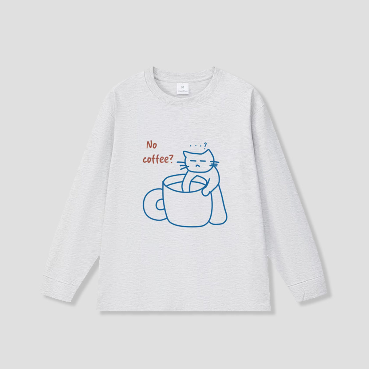 NO COFFEE? CAT グラフィック ロングスリーブ
