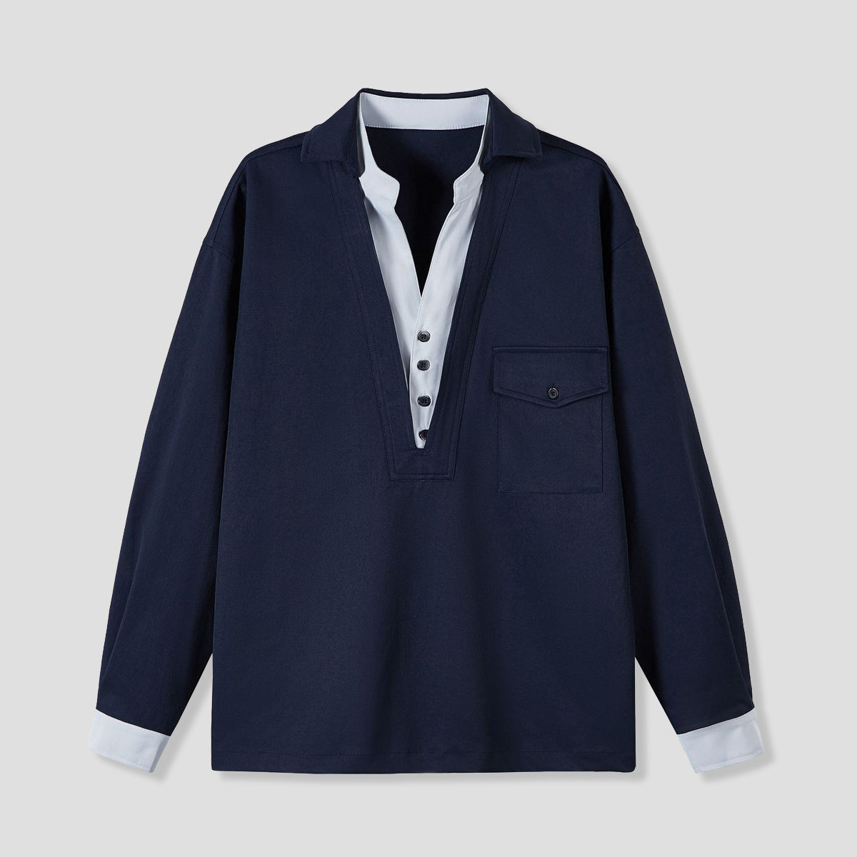 ディープV レイヤードカラー プルオーバー