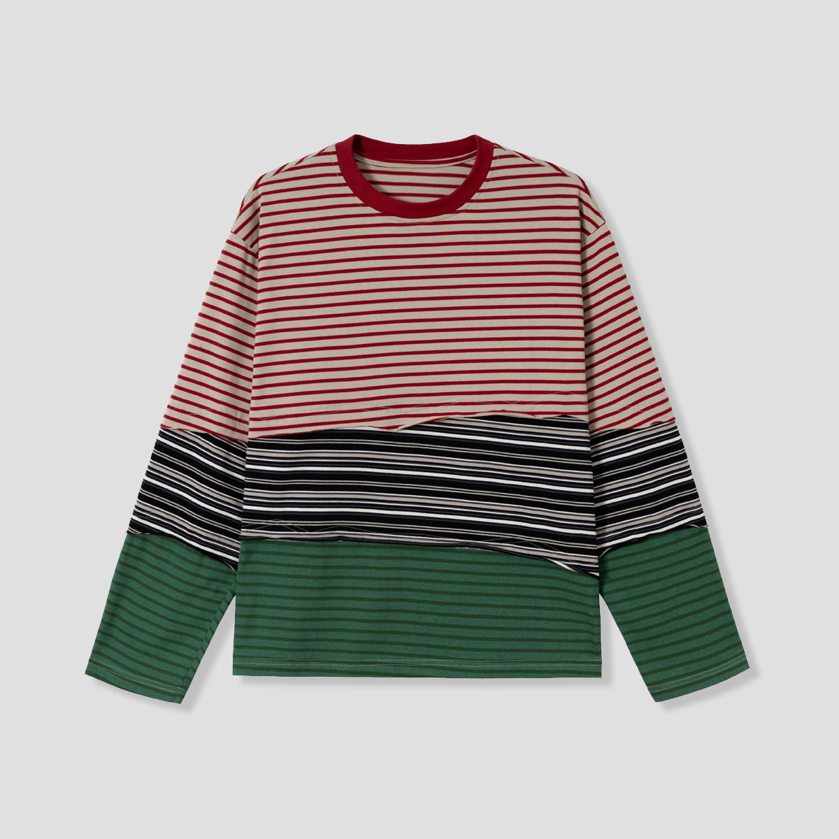 マルチボーダー カットオフデザイン ロングスリーブ