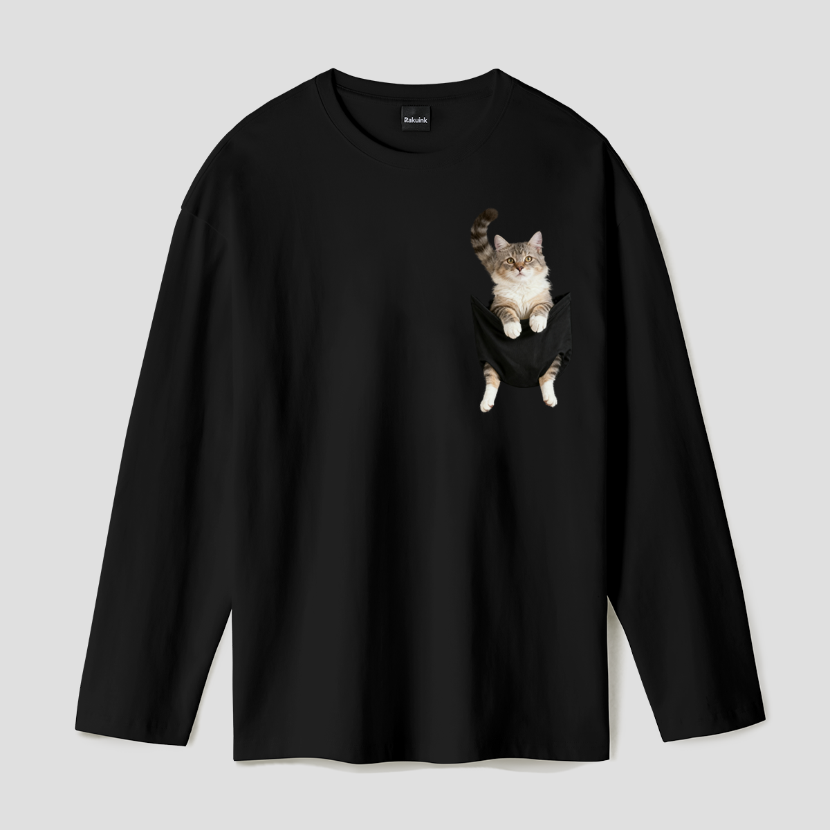 【予約】ちょこんとキャットプリント ロングスリーブTシャツ