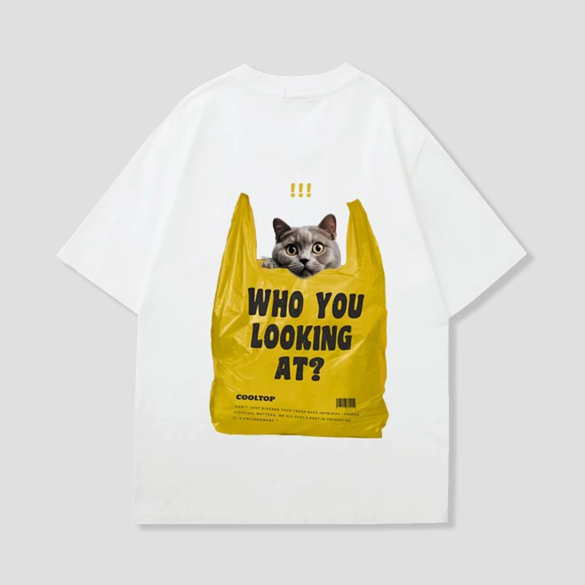 バッグキャットバックプリントTシャツ