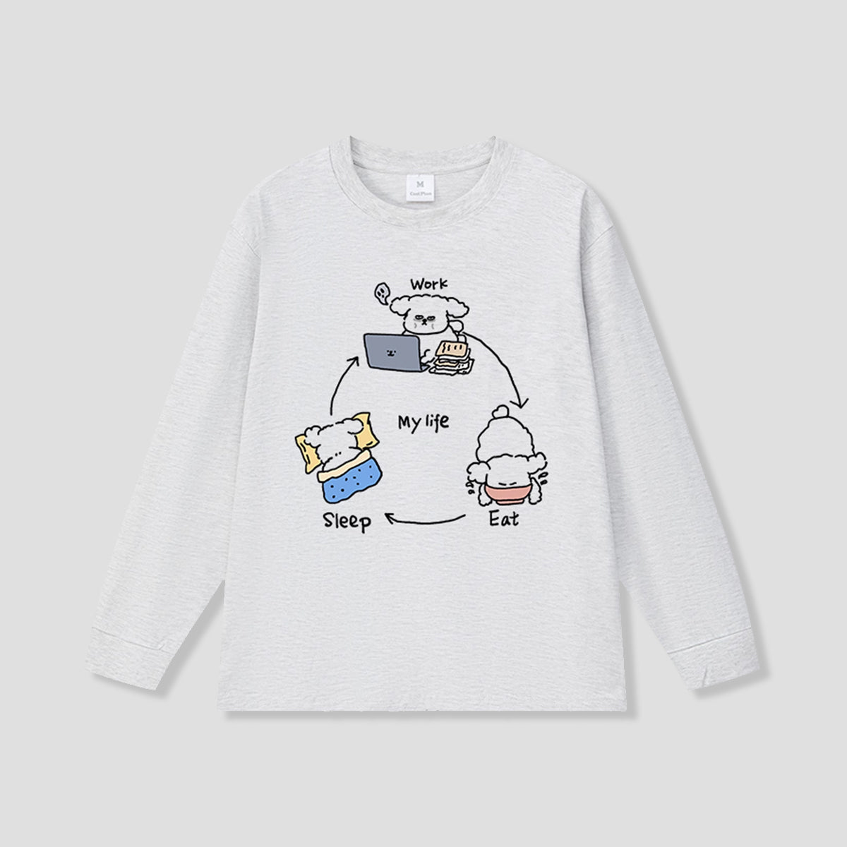 ワンコの三点ルーティン ロングスリーブTシャツ