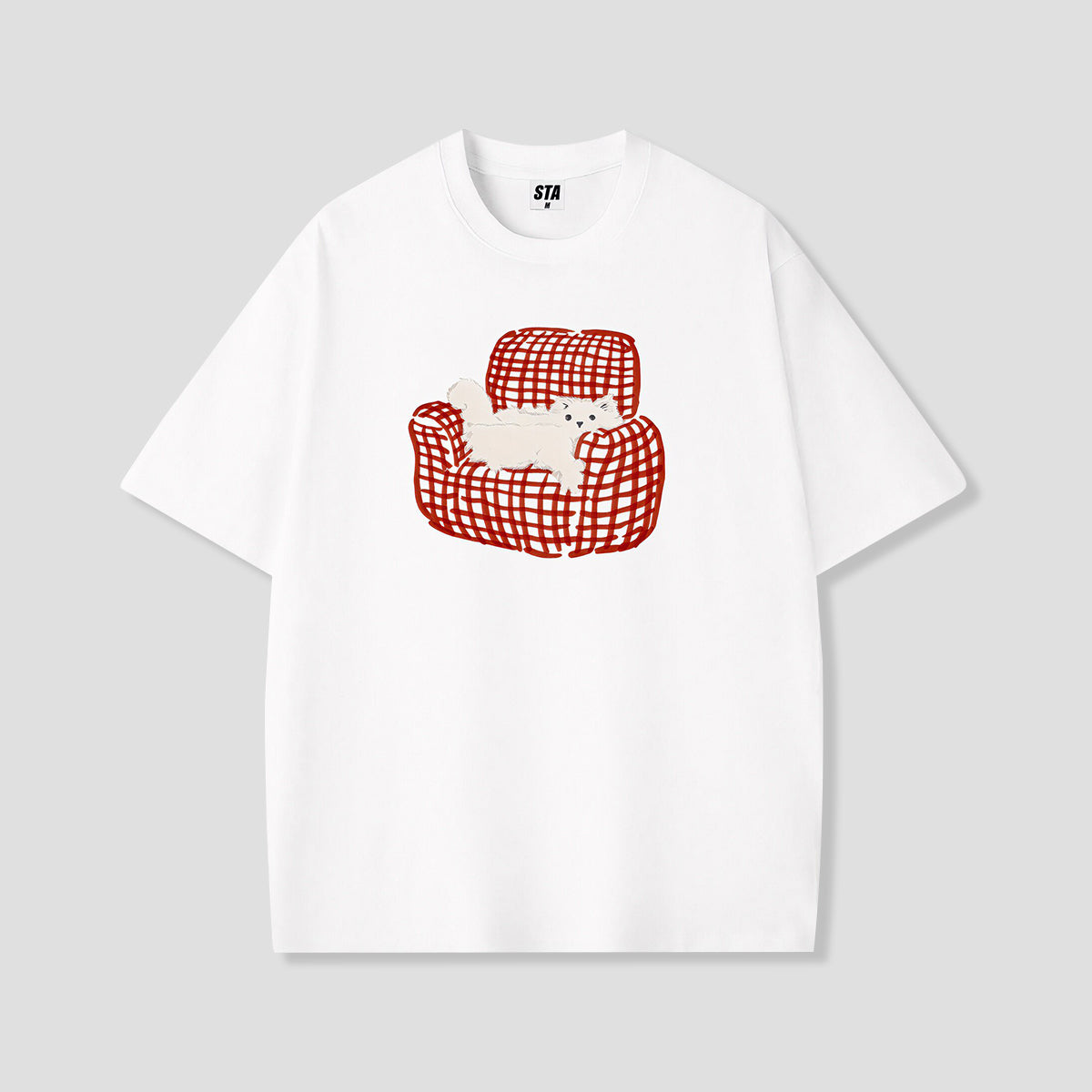 グリッドソファキャットTシャツ