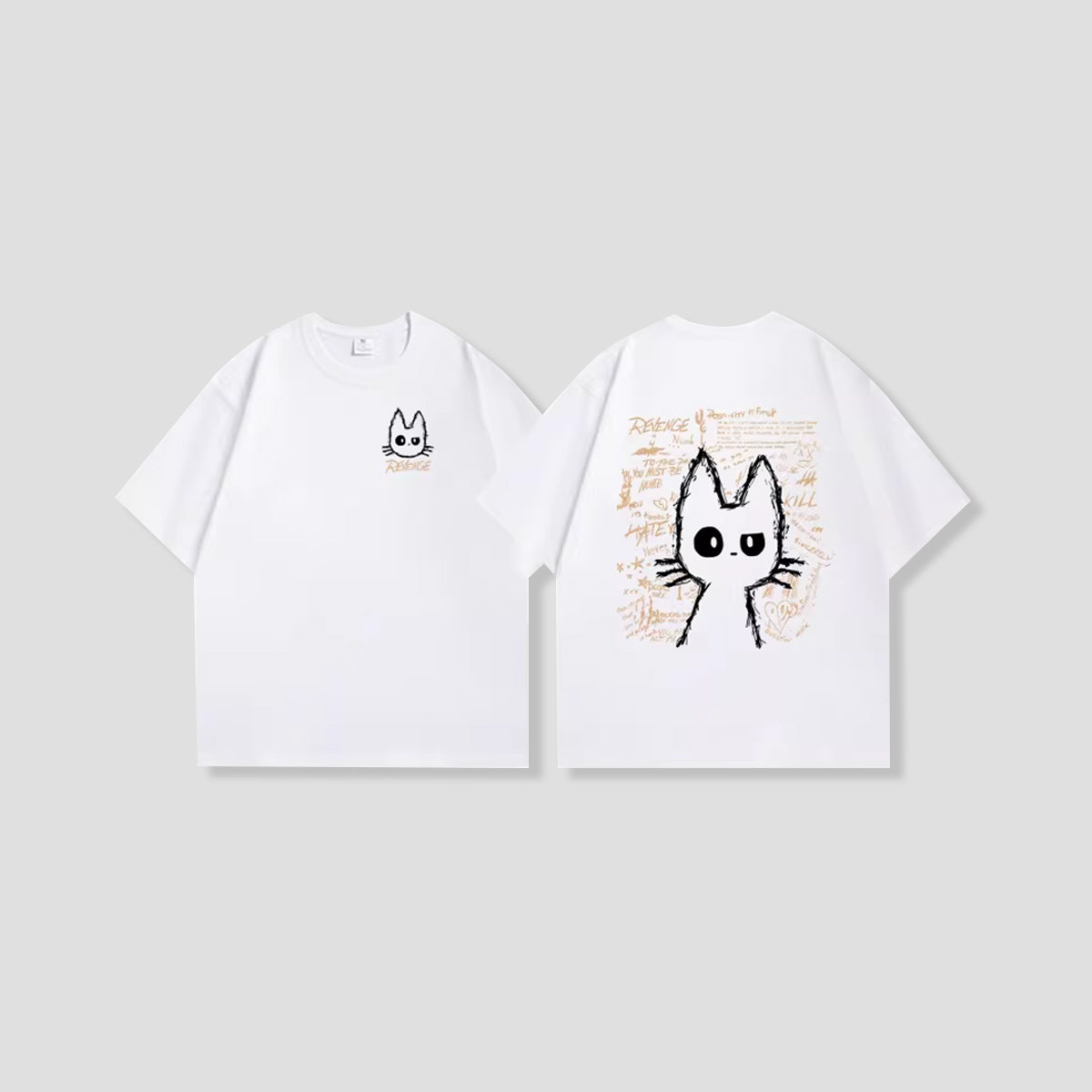 スクラッチキャット バックプリントTシャツ