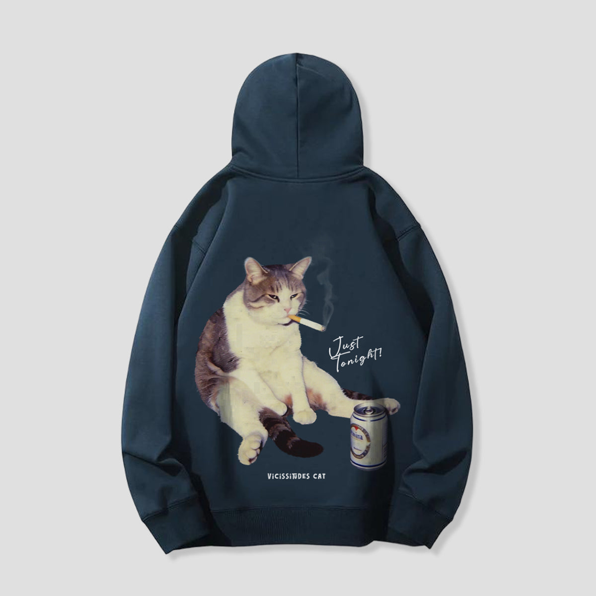 【予約】夜更かし猫 グラフィック バックプリントパーカー