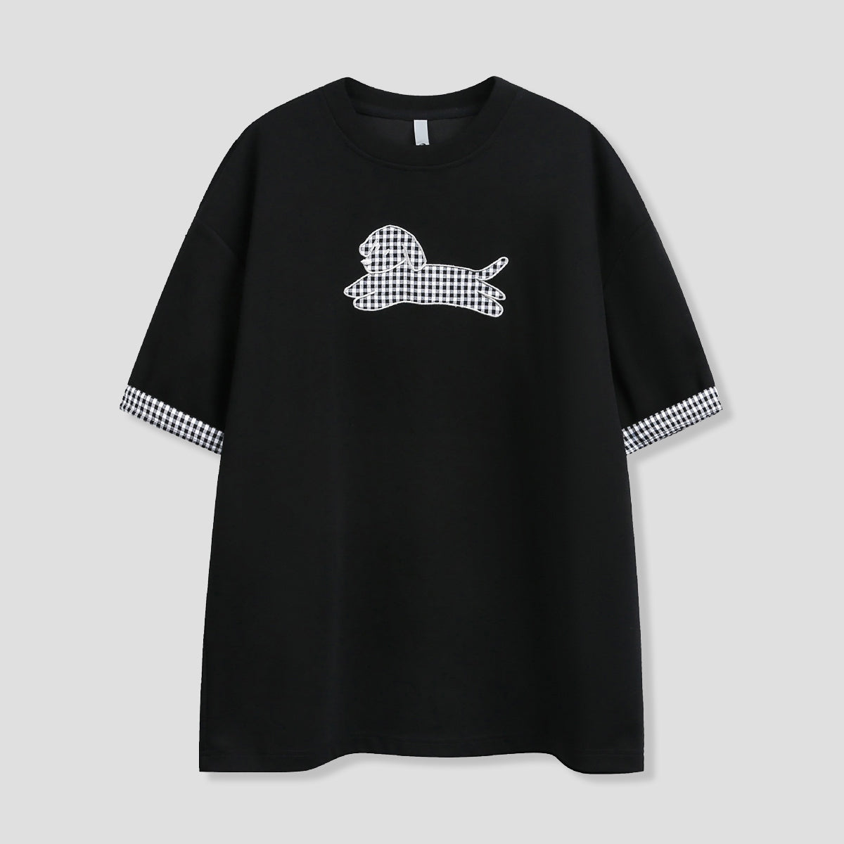 チェックドッグ ラインアートTシャツ