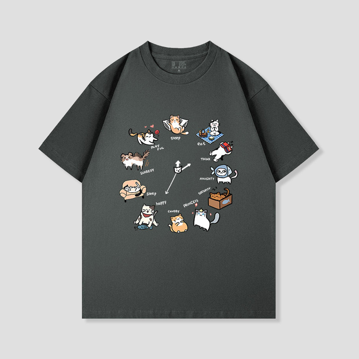 気まぐれキャット サークルグラフィックTシャツ