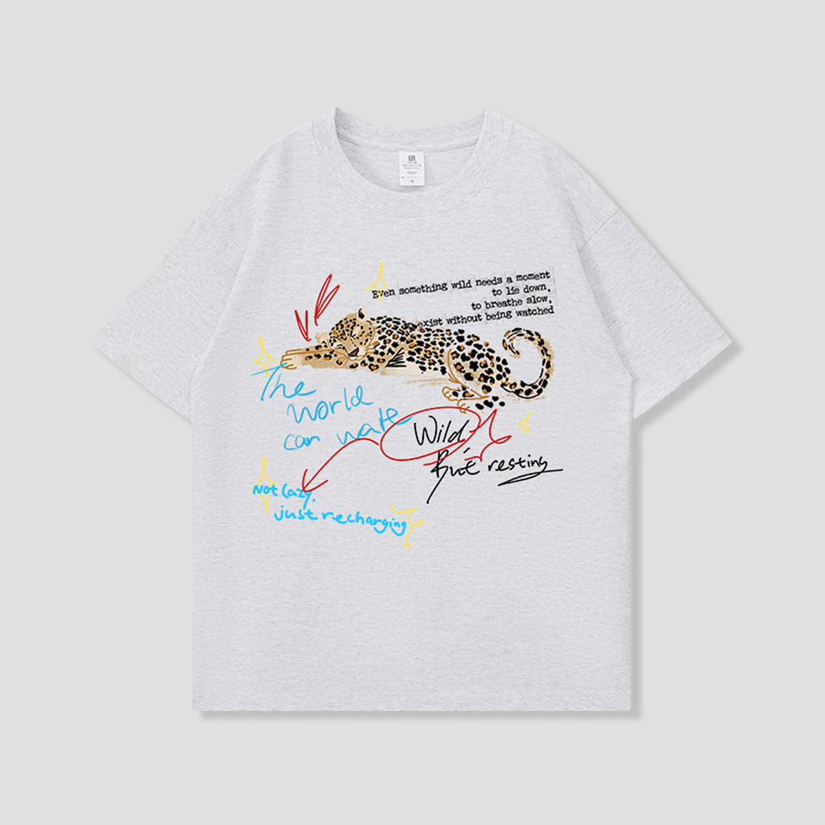 スリープモードレオパード グラフィックTシャツ