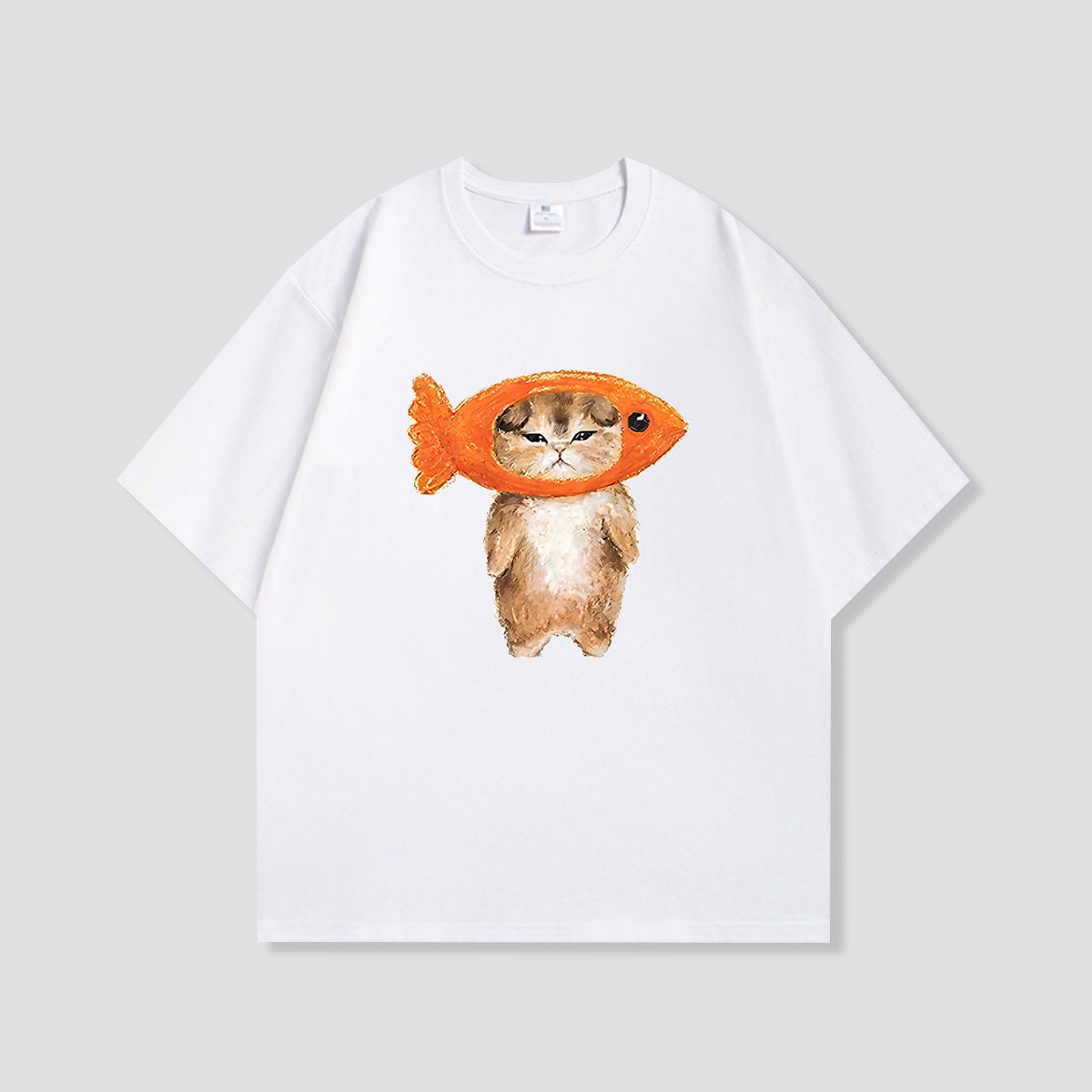おさかなフェイスキャット グラフィックTシャツ