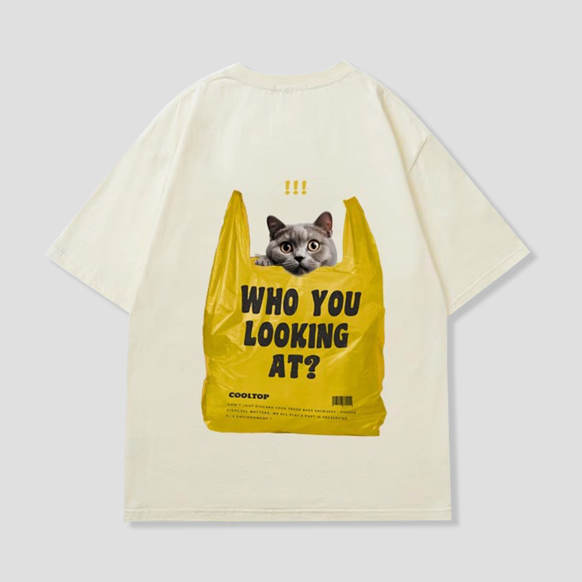 バッグキャットバックプリントTシャツ