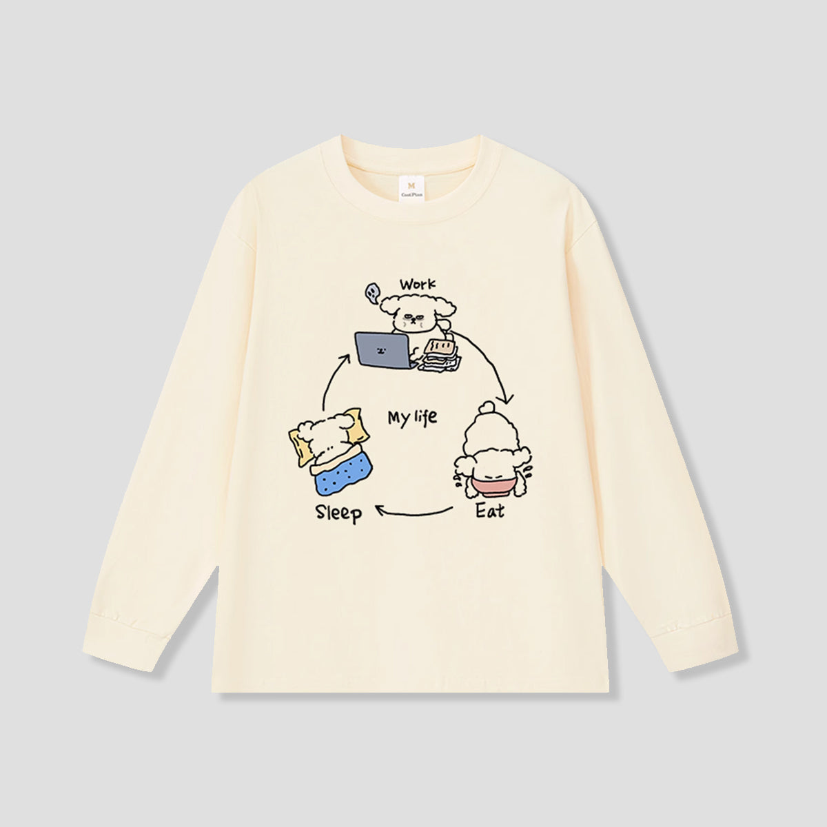 ワンコの三点ルーティン ロングスリーブTシャツ