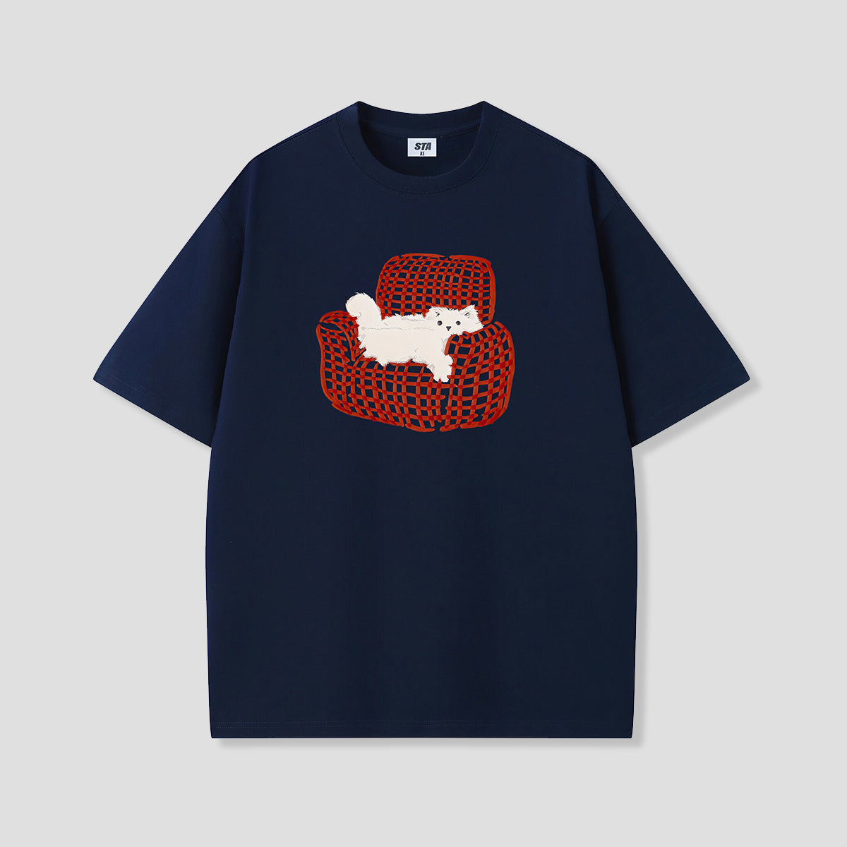グリッドソファキャットTシャツ