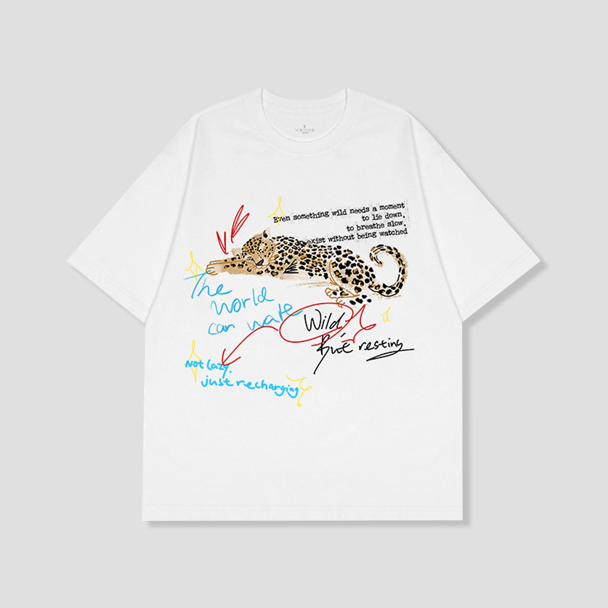 スリープモードレオパード グラフィックTシャツ