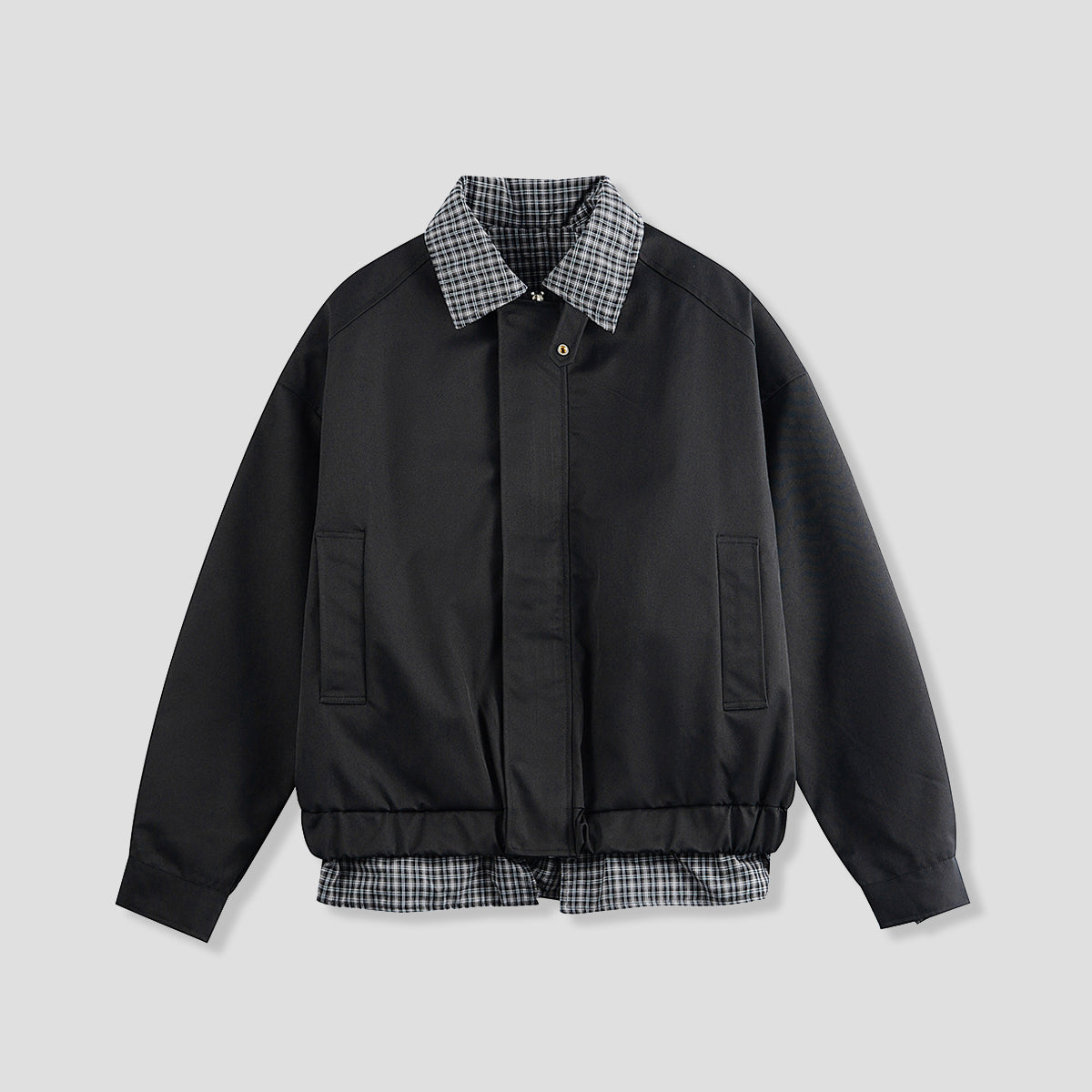 チェックレイヤード カラーブルゾン
