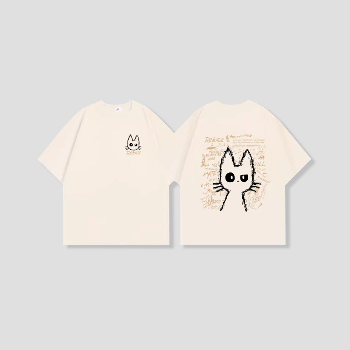 スクラッチキャット バックプリントTシャツ