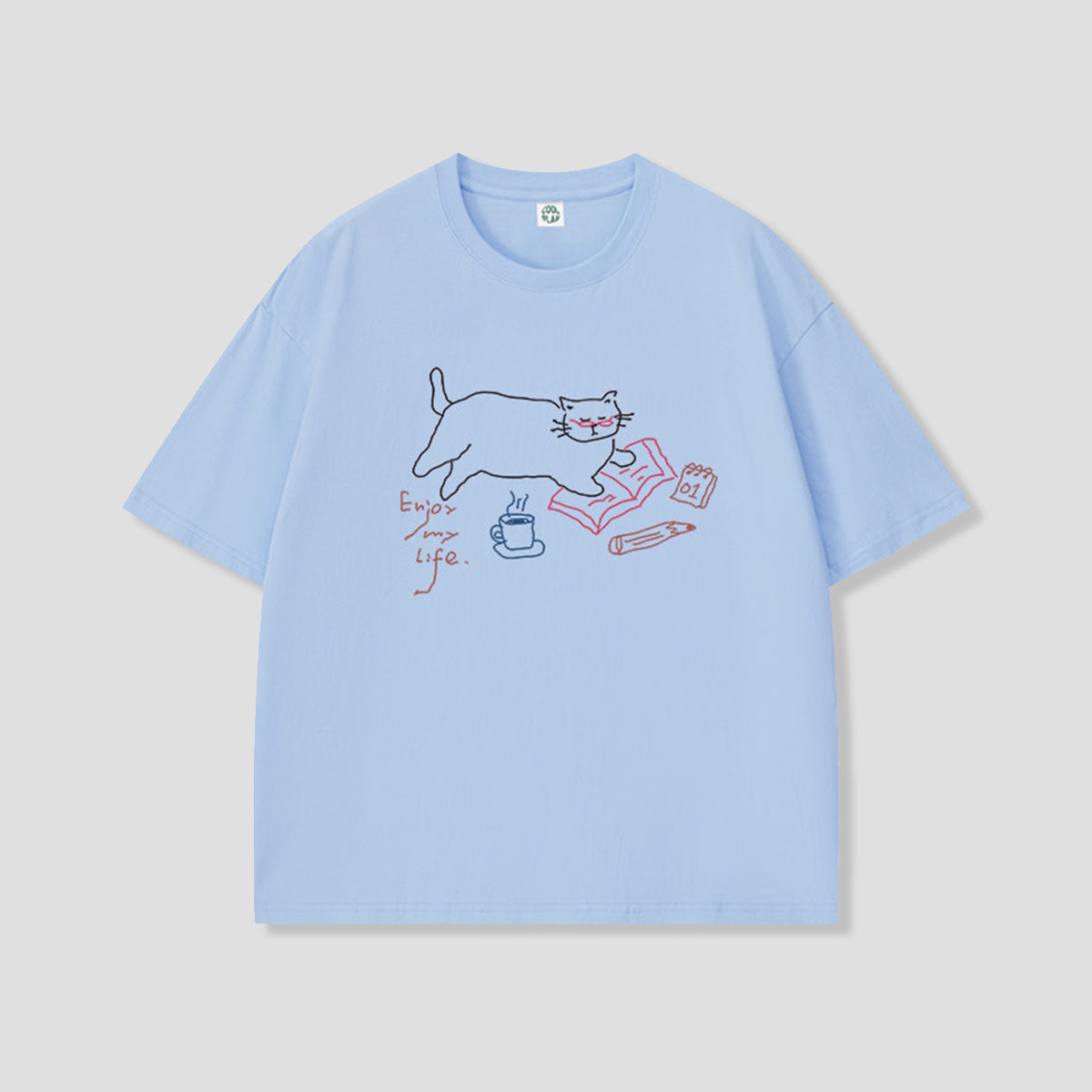 リラックスキャット ラインアートTシャツ