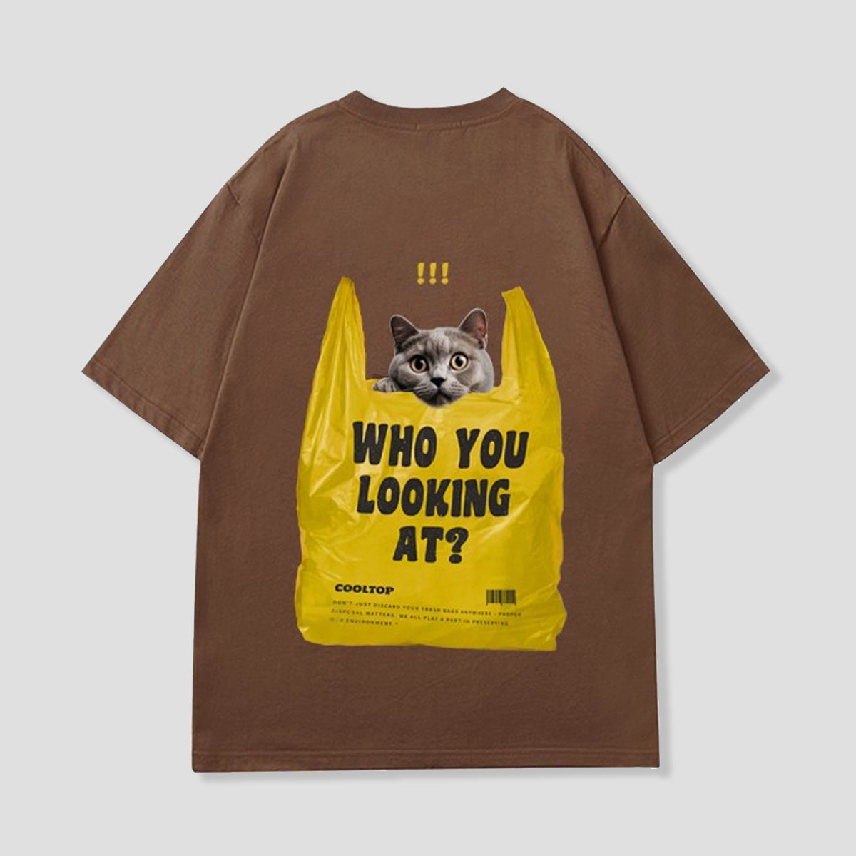 バッグキャットバックプリントTシャツ