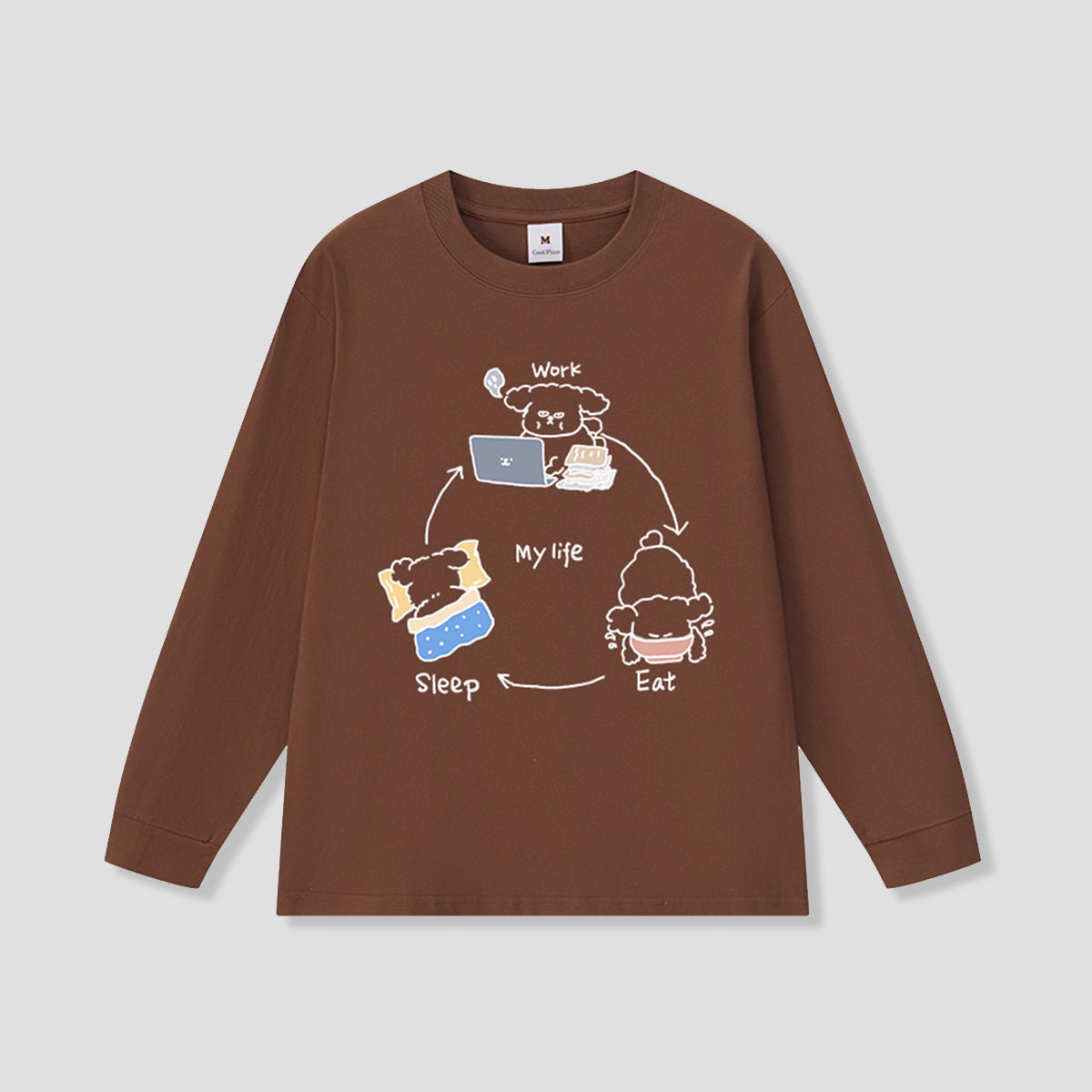 ワンコの三点ルーティン ロングスリーブTシャツ