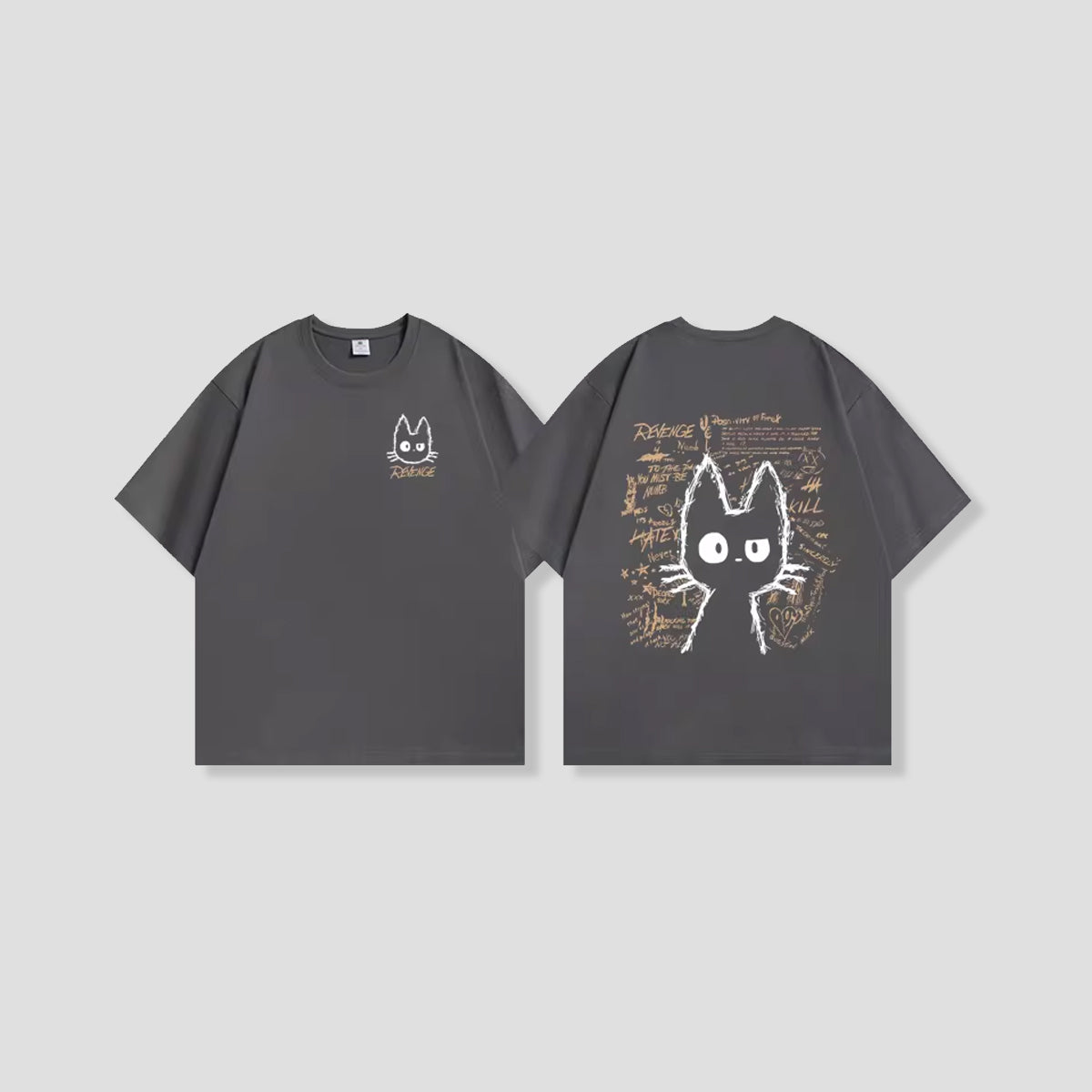 スクラッチキャット バックプリントTシャツ