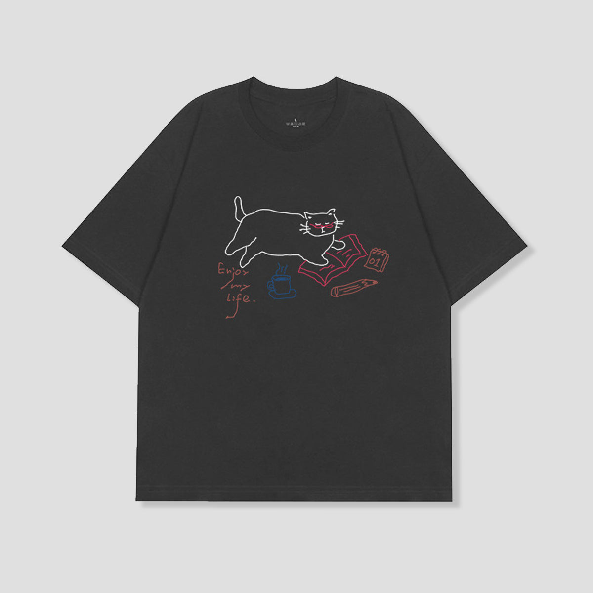 リラックスキャット ラインアートTシャツ