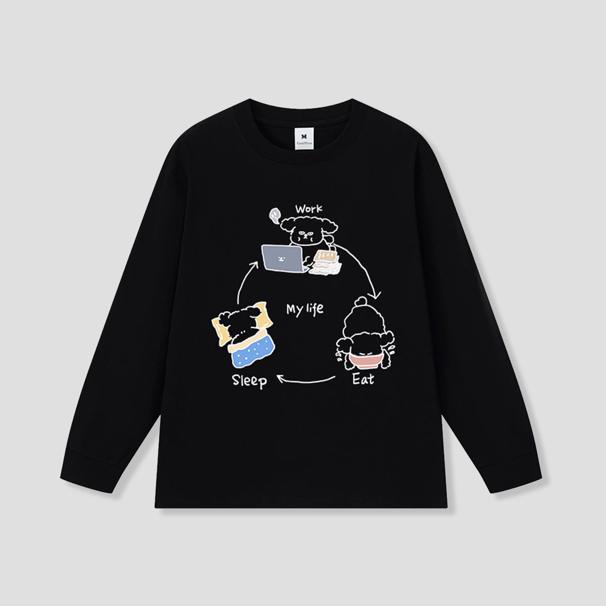 ワンコの三点ルーティン ロングスリーブTシャツ