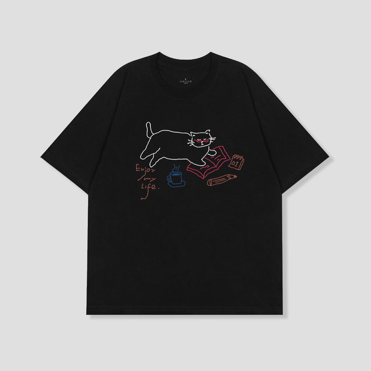 リラックスキャット ラインアートTシャツ