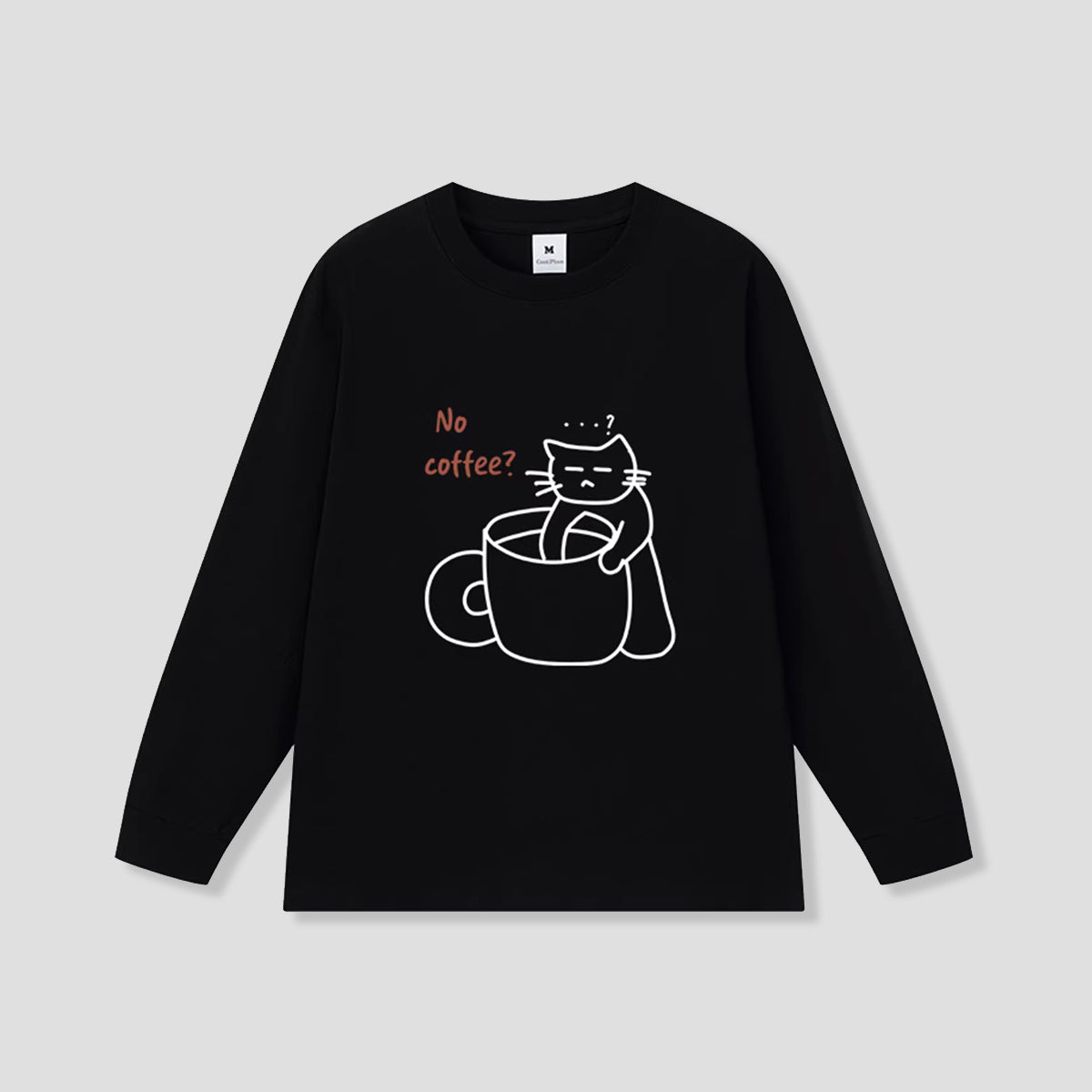 NO COFFEE? CAT グラフィック ロングスリーブ