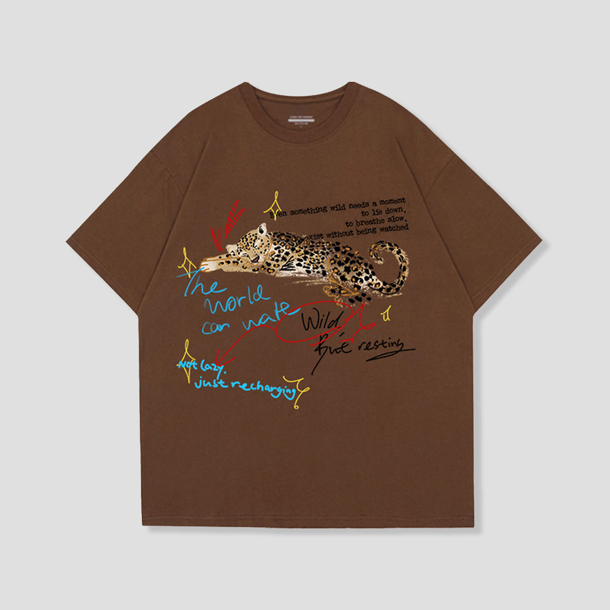 スリープモードレオパード グラフィックTシャツ
