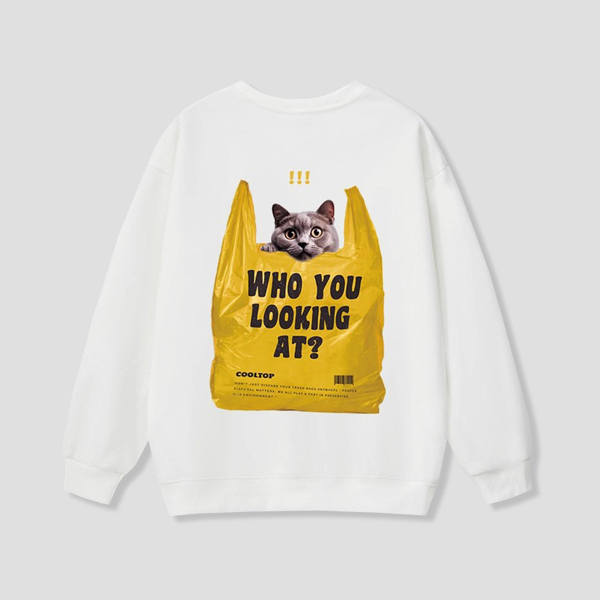 ショッピングバッグネコ バックプリントスウェット