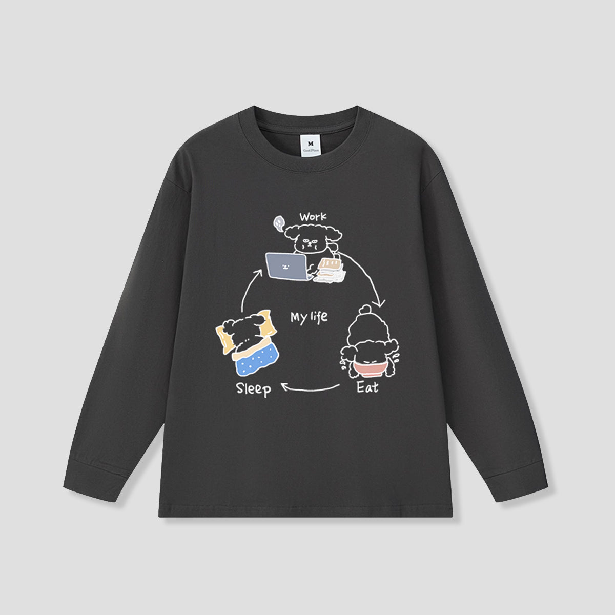 ワンコの三点ルーティン ロングスリーブTシャツ