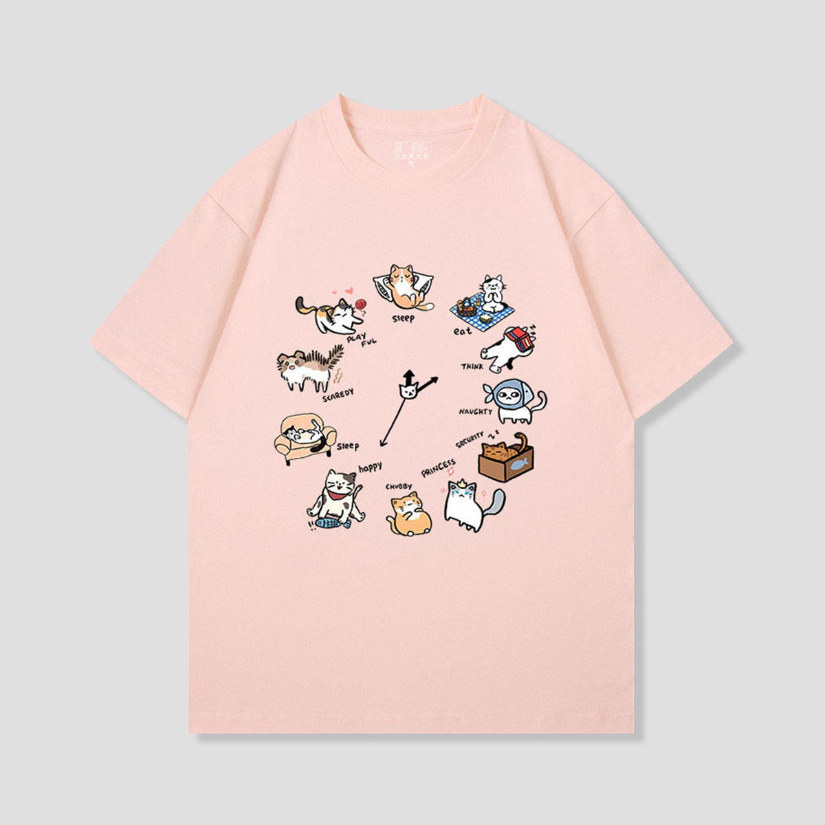 気まぐれキャット サークルグラフィックTシャツ