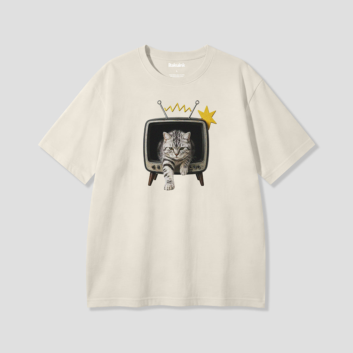 【予約】テレビから出てくるねこ Tシャツ