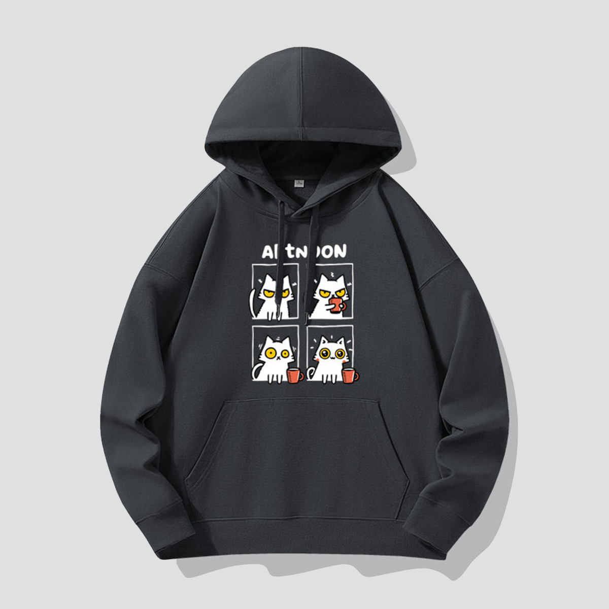 アテンション キャット グラフィックフーディ