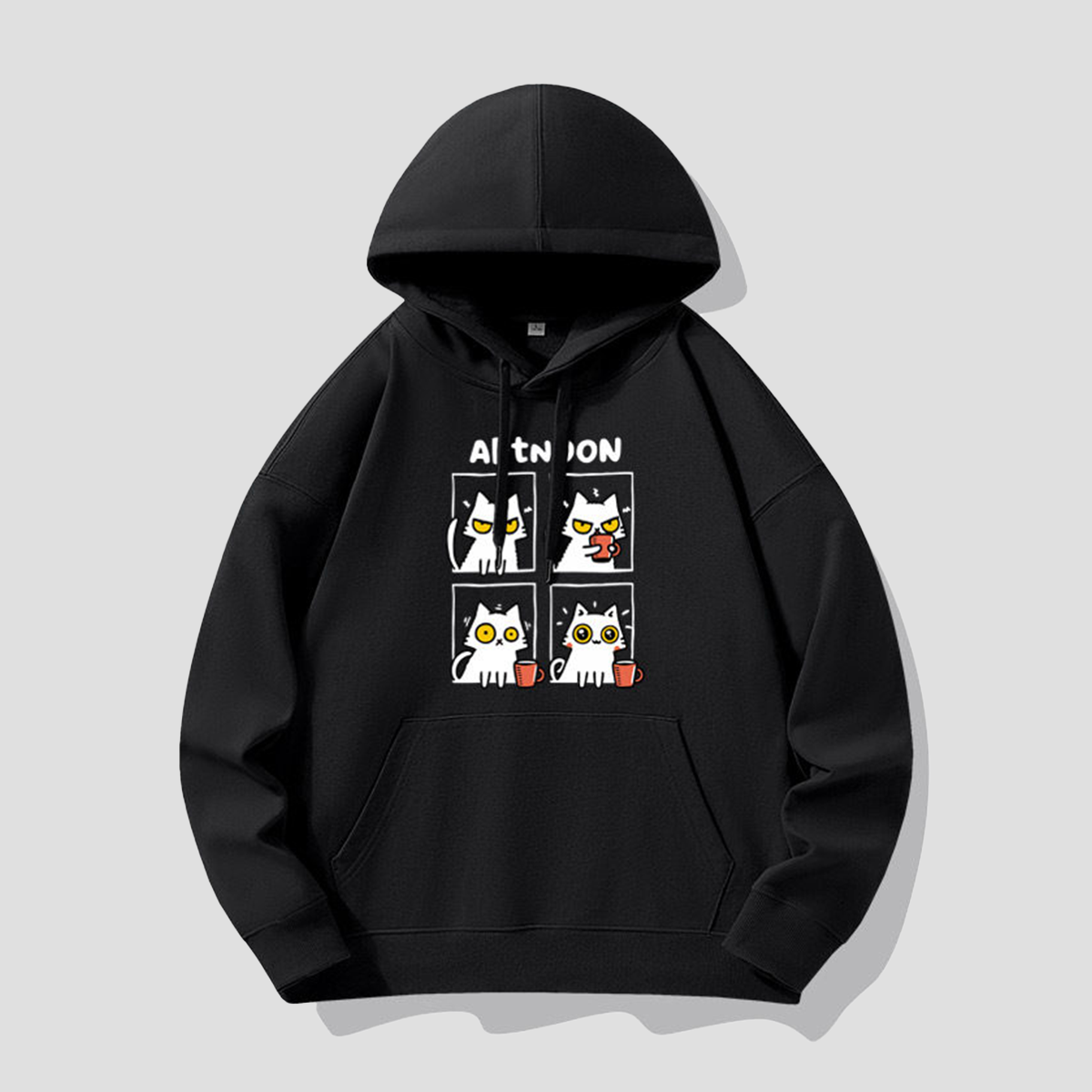 アテンション キャット グラフィックフーディ