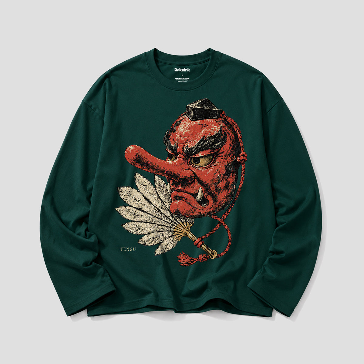 天狗と羽団扇 グラフィック ロングスリーブTシャツ