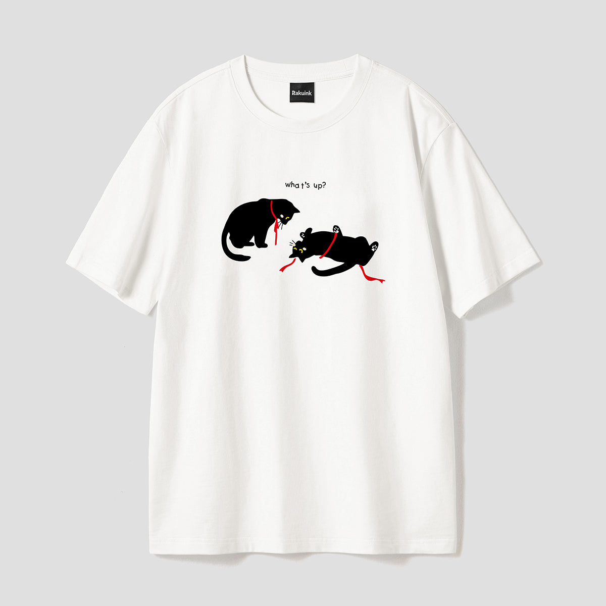 Forever Meow｜黒猫の糸遊びTシャツ